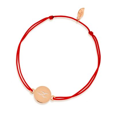 Bracciale portafortuna Birds, oro rosa 14 K, rosso