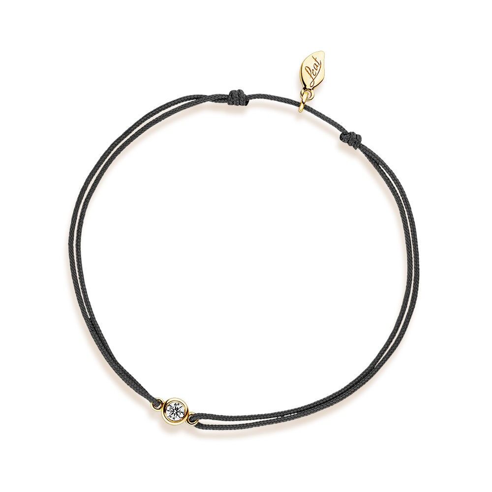 Glücksbändchen "my first diamond", 14K Gelbgold, Anthrazit