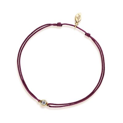 Bracciale fortunato "il mio primo diamante", oro giallo 14K, Bordeaux