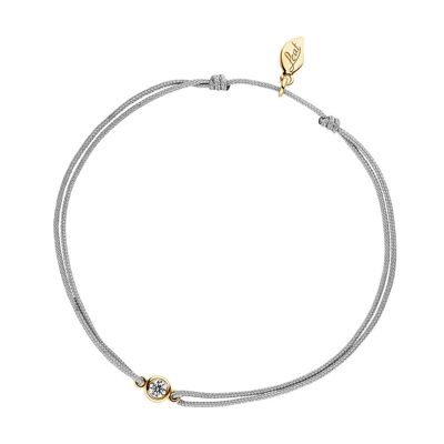 Bracelet porte-bonheur "mon premier diamant", or jaune 14K, gris