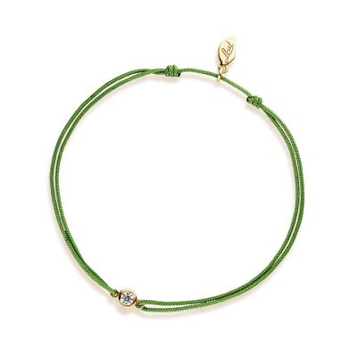 Pulsera de la suerte "mi primer diamante", oro amarillo de 14 quilates, verde