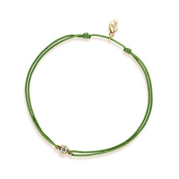 Bracelet porte-bonheur "mon premier diamant", or jaune 14K, vert 1
