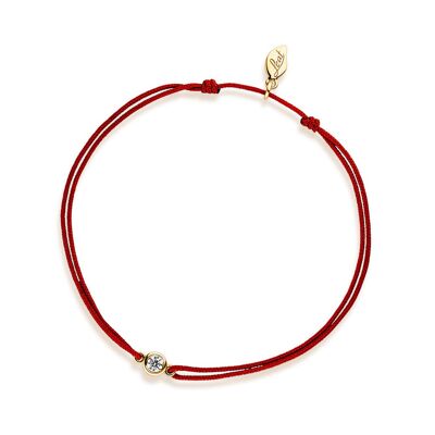 Bracelet porte-bonheur "mon premier diamant", or jaune 14K, rouge