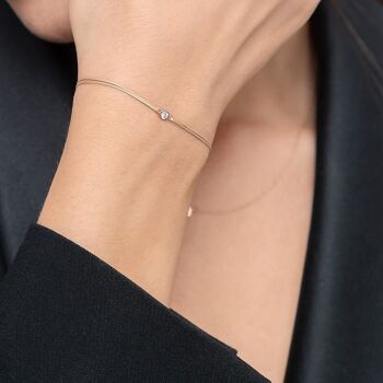 Bracelet porte-bonheur "mon premier diamant", or jaune 14K, noir 2