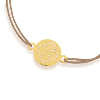 Bracelet porte-bonheur Disc CLOVER, or jaune 14K, noir 3