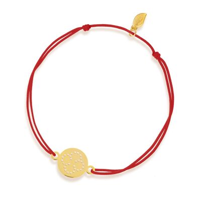 Pulsera de la suerte Disco TRÉBOL, oro amarillo de 14 quilates, gris