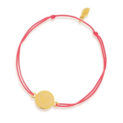 Bracciale portafortuna Disc HEART, oro giallo 14K, verde