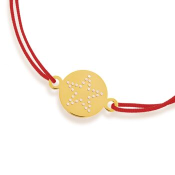 Bracelet porte-bonheur Disc STAR, or jaune 14K, rouge 3