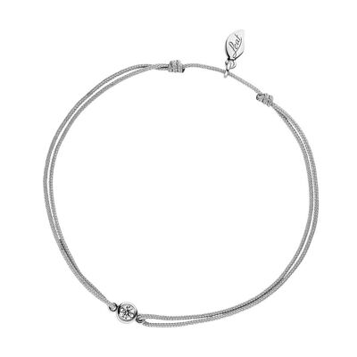 Bracelet porte-bonheur "mon premier diamant", or blanc 14K, gris