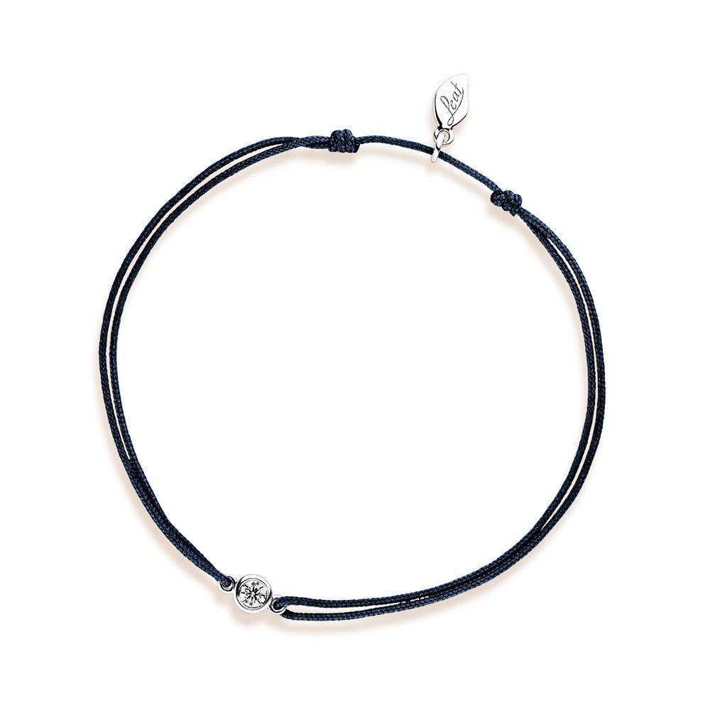 Glücksbändchen "my first diamond", 14K Weißgold, Navy