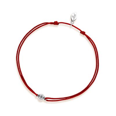 Bracelet porte-bonheur "mon premier diamant", or blanc 14K, rouge