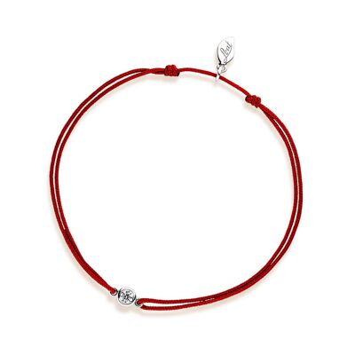 Bracciale fortunato "il mio primo diamante", oro bianco 14K, rosso