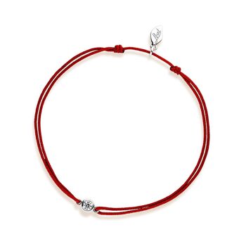 Bracelet porte-bonheur "mon premier diamant", or blanc 14K, rouge 1