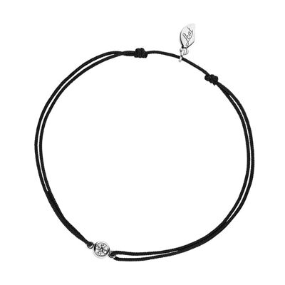 Bracelet porte-bonheur "mon premier diamant", or blanc 14K, noir