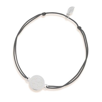 Bracciale portafortuna Disc CLOVER, oro bianco 14K, antracite