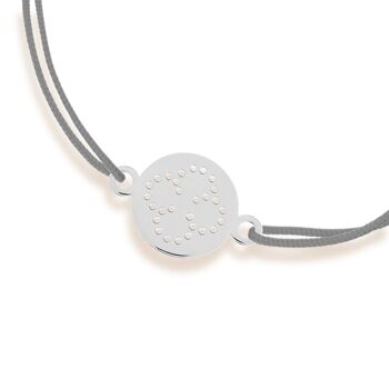 Bracelet porte-bonheur Disc CLOVER, or blanc 14K, gris 4