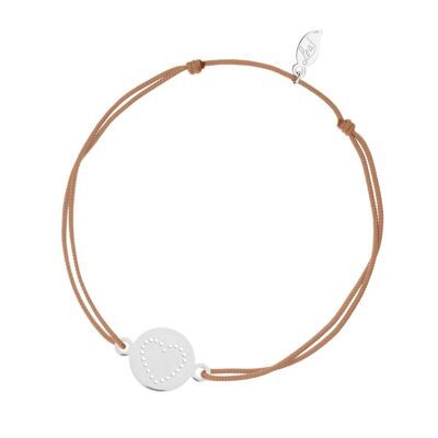 Bracelet porte-bonheur Disc HEART, or blanc 14K, beige