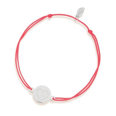 Pulsera de la suerte Disc HEART, oro blanco de 14 quilates, verde