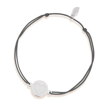 Bracelet porte-bonheur Disc HEART, or blanc 14K, vert 2