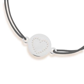 Bracelet porte-bonheur Disc HEART, or blanc 14K, gris 3