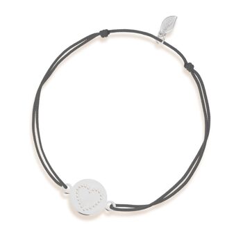 Bracelet porte-bonheur Disc HEART, or blanc 14K, gris 2