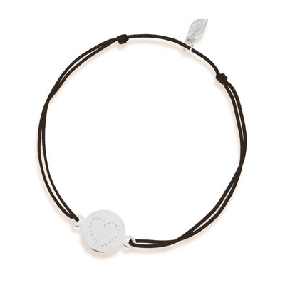 Pulsera de la suerte Disc HEART, oro blanco de 14 quilates, rojo