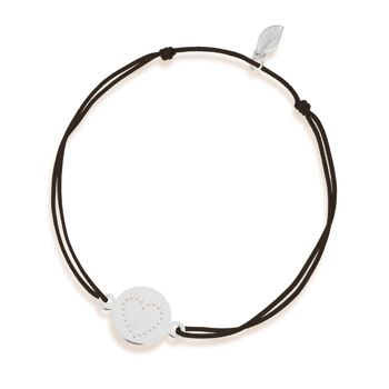 Bracelet porte-bonheur Disc HEART, or blanc 14K, rouge 1