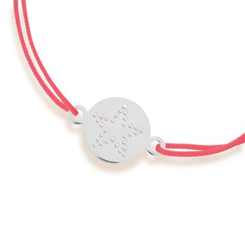 Bracelet porte-bonheur Disc STAR, or blanc 14K, corail 3