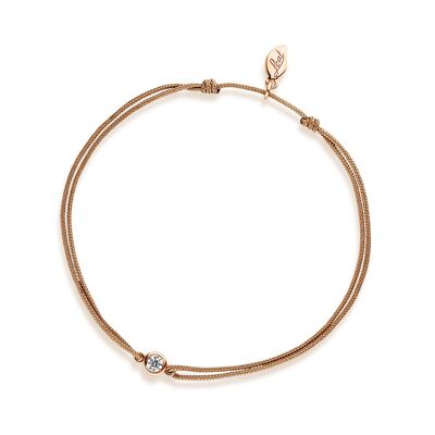 Bracciale della fortuna "il mio primo diamante", oro rosa 14 carati, beige