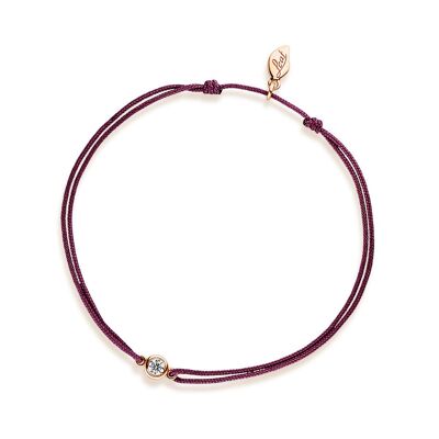 Bracciale di fortuna "il mio primo diamante", oro rosa 14 carati, bordeaux