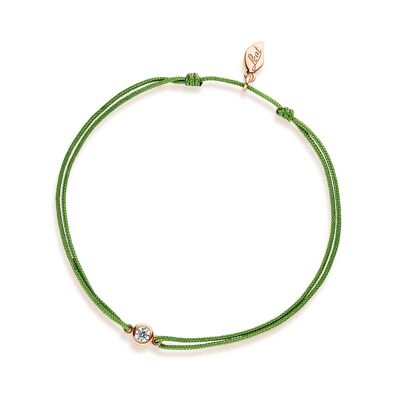 Bracelet porte-bonheur "mon premier diamant", or rose 14K, vert