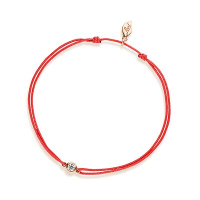 Bracelet porte-bonheur "mon premier diamant", or rose 14 carats, corail