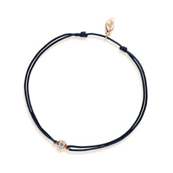 Bracelet porte-bonheur "mon premier diamant", or rose 14 carats, marine 1