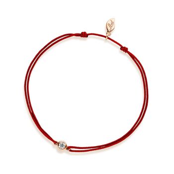 Bracelet porte-bonheur "mon premier diamant", or rose 14K, rouge 1