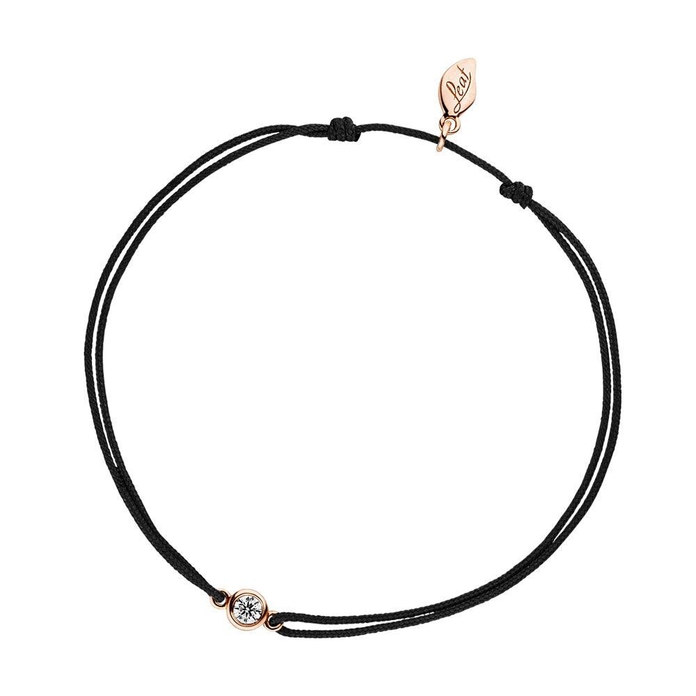 Glücksbändchen "my first diamond", 14K Rosegold, Schwarz