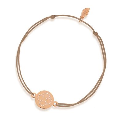 Braccialetto portafortuna Disc CLOVER, oro rosa 14K, beige