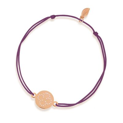 Bracelet porte-bonheur Disc CLOVER, or rose 14K, noir