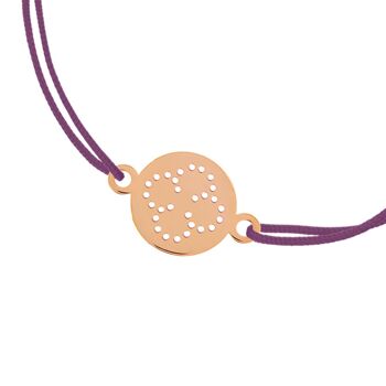 Bracelet porte-bonheur Disc CLOVER, or rose 14K, vert 3