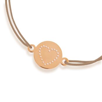 Bracelet porte-bonheur Disc HEART, or rose 14K, noir 3