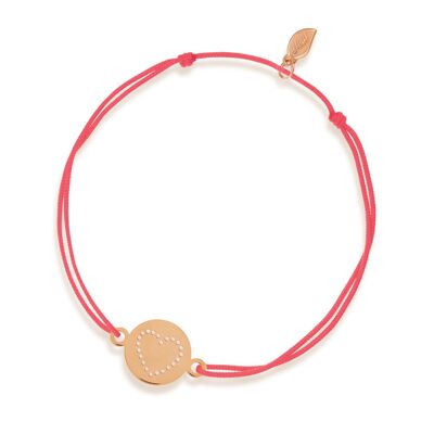 Bracciale portafortuna Disc HEART, oro rosa 14K, verde