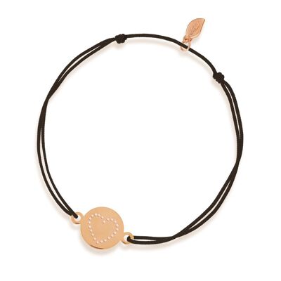 Bracciale portafortuna Disc HEART, oro rosa 14K, rosso