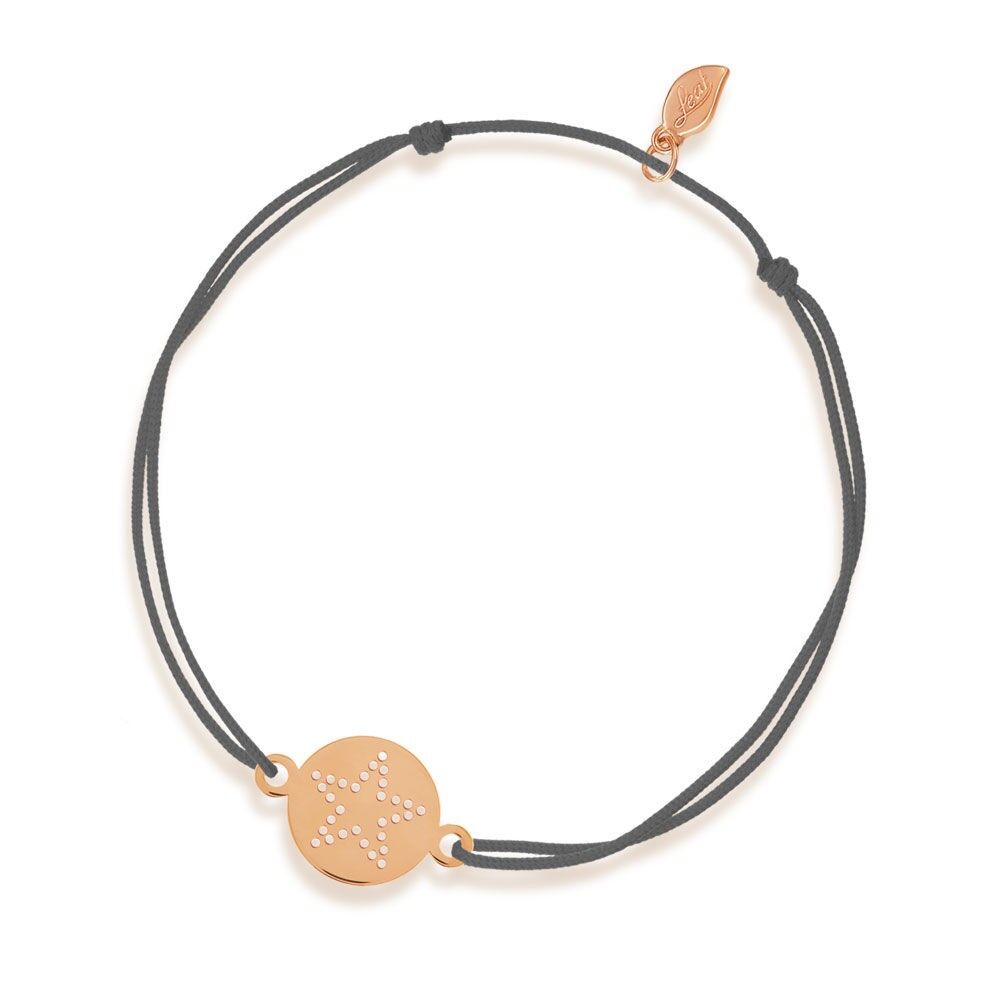 Bracciale portafortuna Disc STAR, oro rosa 14K, antracite