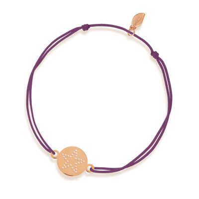 Pulsera de la suerte Disc STAR, oro rosa de 14 quilates, negro