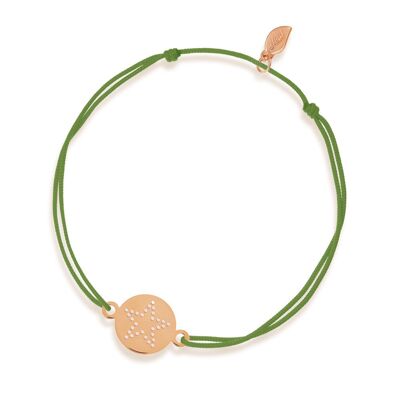 Lucky bracelet Disc STAR, 14K rose gold, coral
