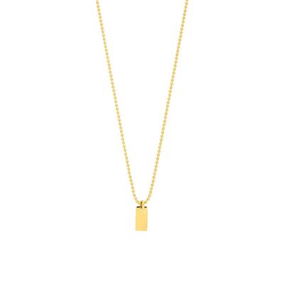 Tiny Dog Tag necklace, 14K yellow gold