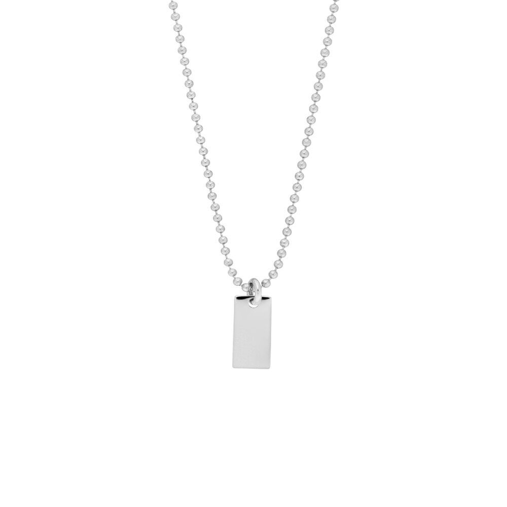 Collana Tiny Dog Tag, oro bianco 14K