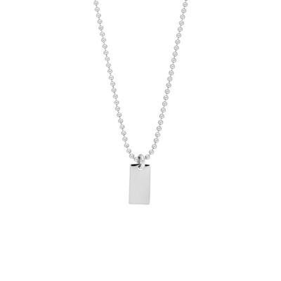 Collier Tiny Dog Tag, or blanc 14K