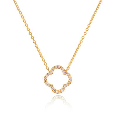 Clover necklace with diamonds, 18K yellow gold