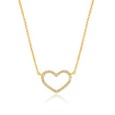 Collar de corazón con diamantes, oro amarillo de 18 quilates