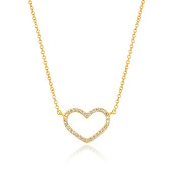 Collier coeur avec diamants, or jaune 18 carats 1